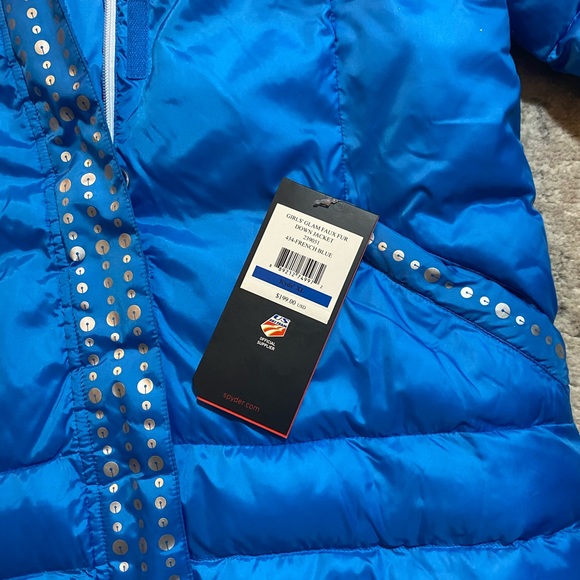 NWT Girls Glam Faux Fur Down Jacket - Picture 4 of 4